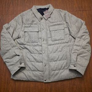 Peter Millar Crown Crafted Davos Wool Quilted Jacket Grey MF24XZ53 Men's Size XL